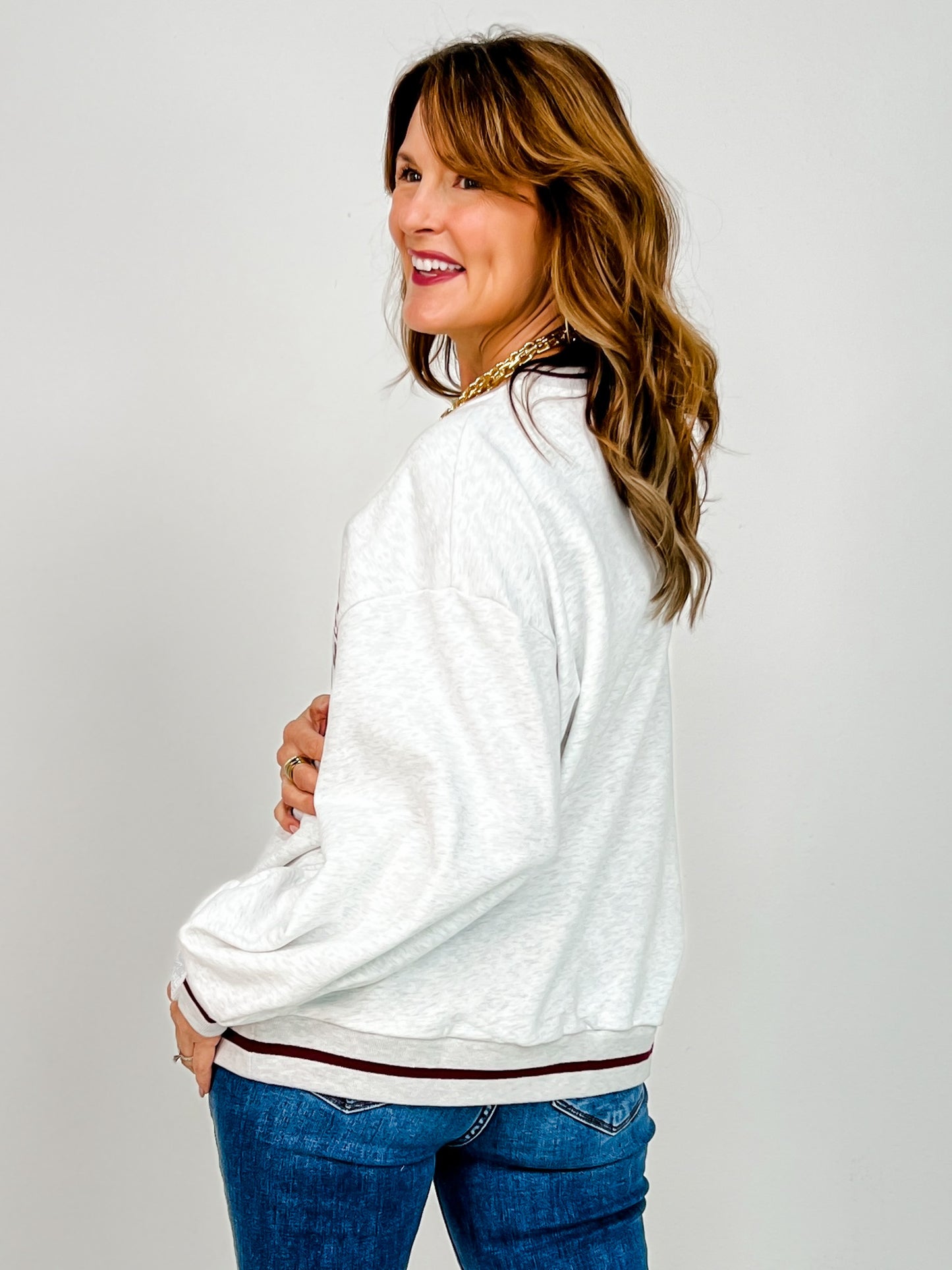 Queen of Sparkles Texas A&M Plaid Letter Sweatshirt