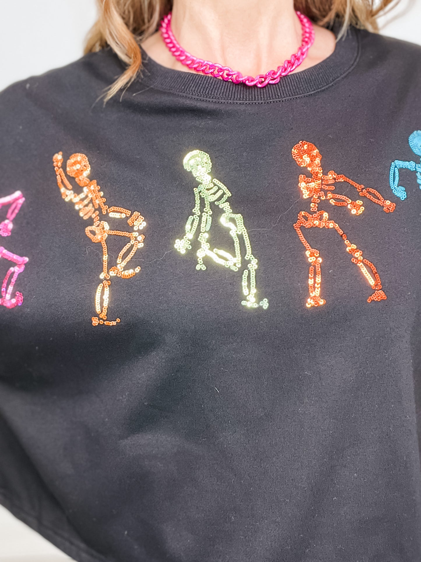 Dancing Skeletons Sequins Embroidery Sweatshirt