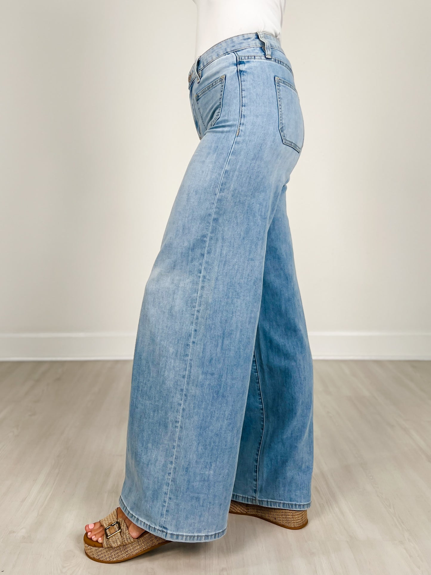 MICA Denim High Rise Wide Leg Patch Pockets