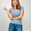 Ribbed Short Sleeve Basic Scoop Neck Top