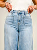 MICA Denim High Rise Wide Leg Patch Pockets