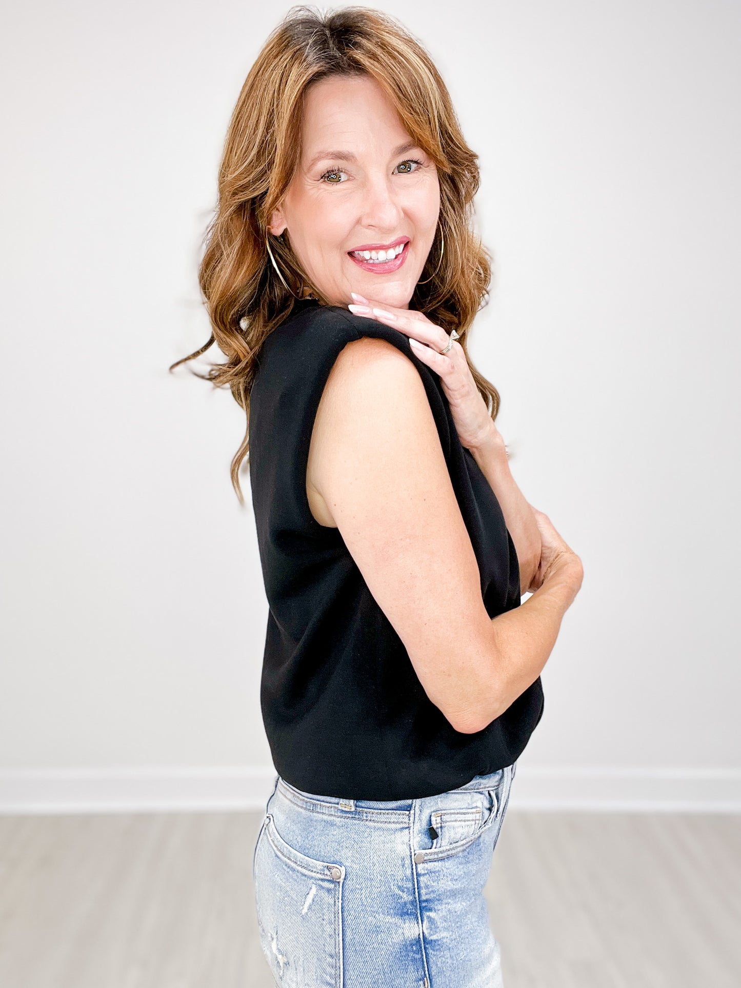 Lined Soft Modal Sleeveless Top with Gathered Waist