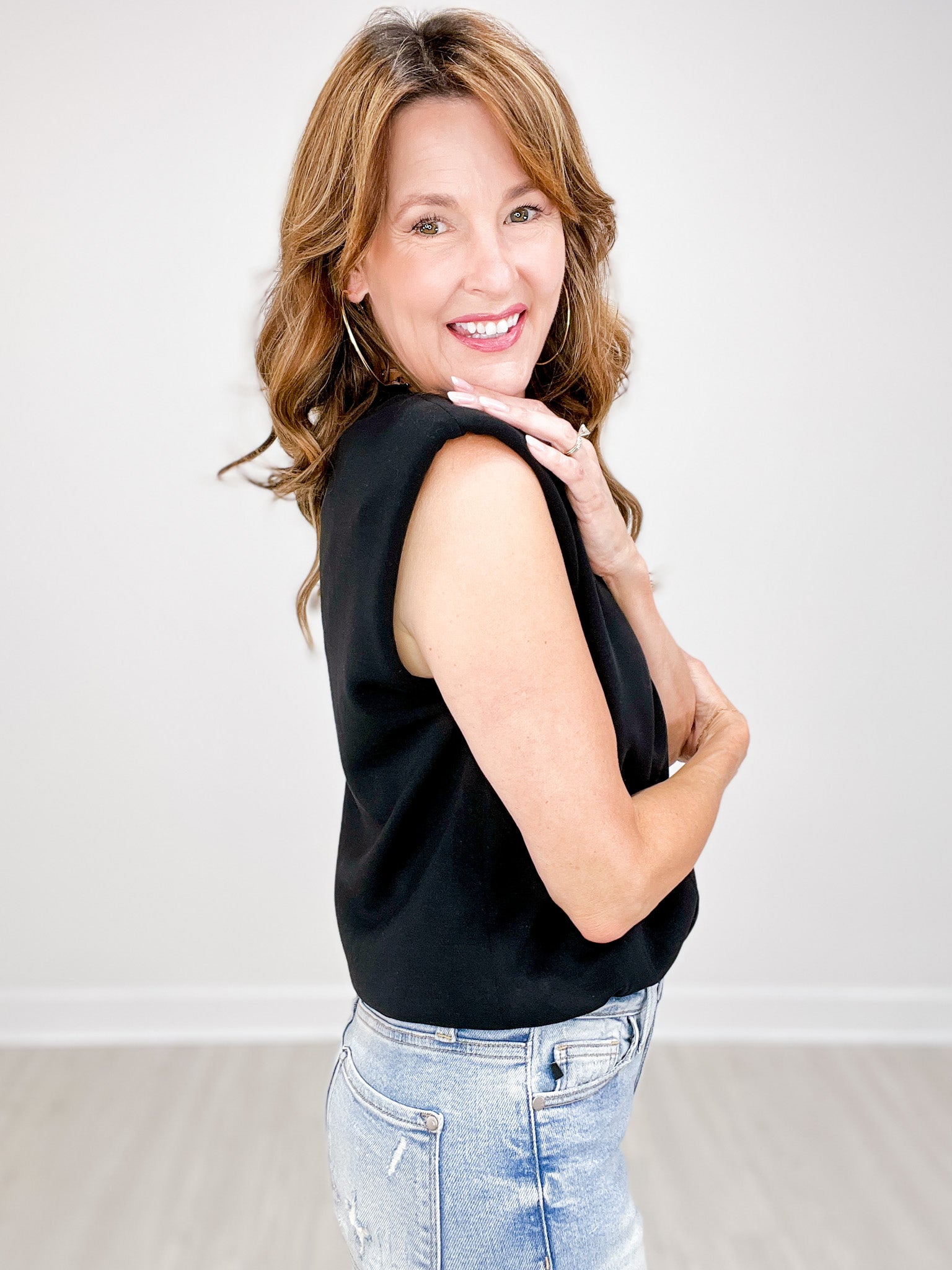 Lined Soft Modal Sleeveless Top with Gathered Waist
