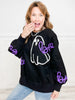 Boo & Ghost Thread Embroidery Oversized Sweatshirt