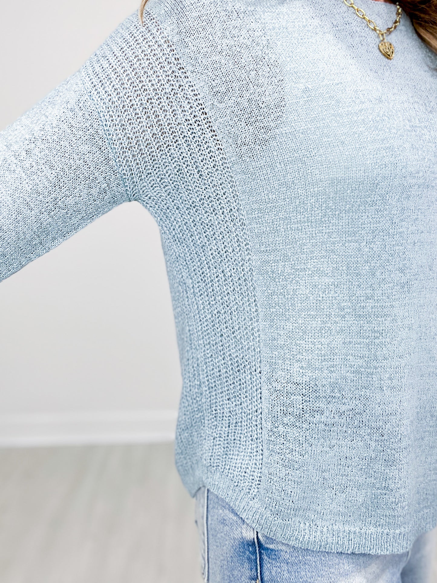 Lightweight Drop Shoulder Pullover Rib Knit Top