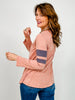 Long Sleeve Tri-blend Colorblock Knit Top