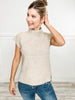 Drop Shoulder Short Sleeve Mock Neck Sweater Top