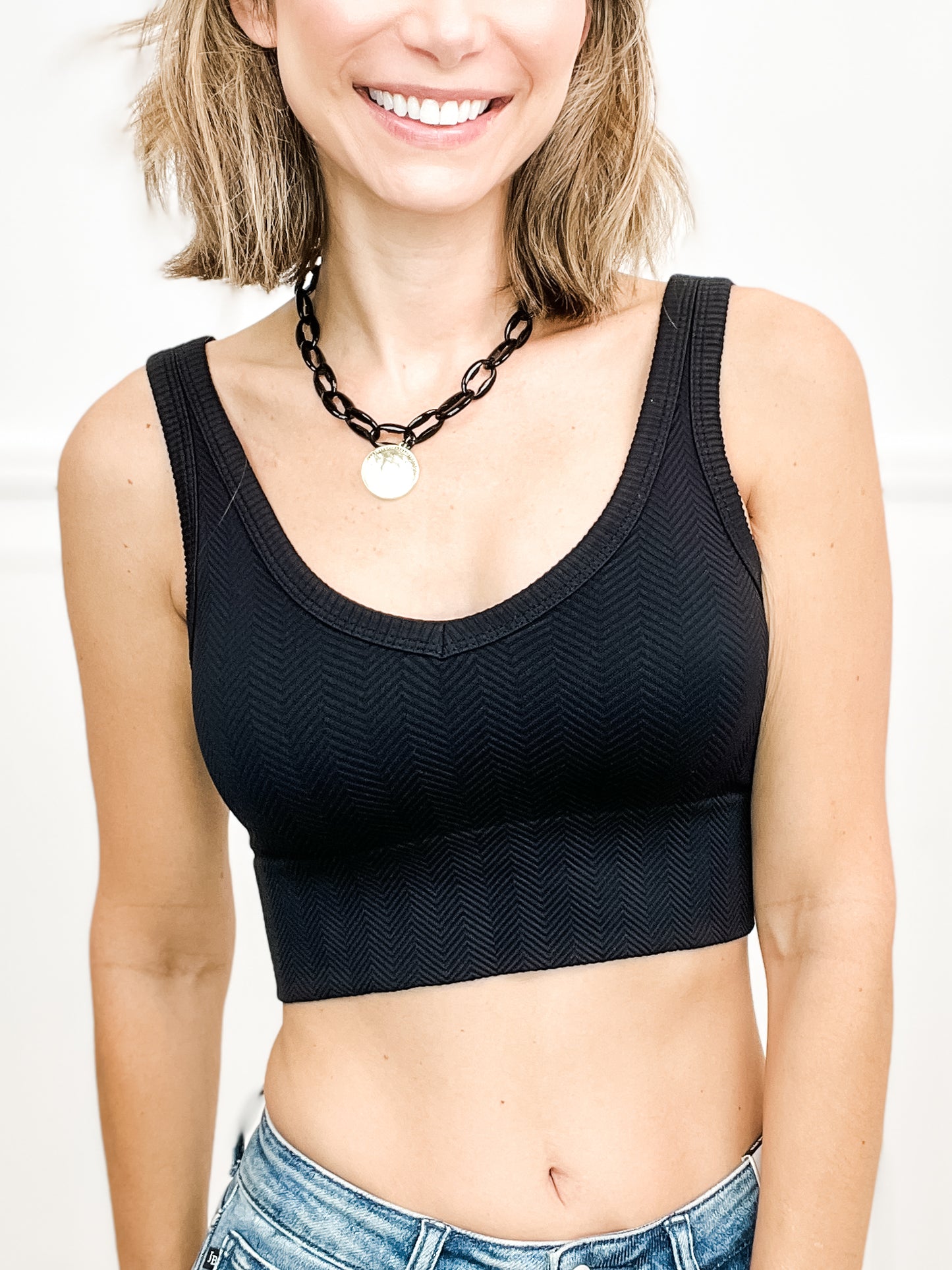 Reversible Herringbone Crop Top