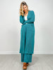 Sunrise Ribbed Knit Cardigan & Pants Set in JEWEL GREEN