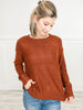 Raw Edge Seam Detail Wide Crew Neck Sweater