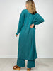 Sunrise Ribbed Knit Cardigan & Pants Set in JEWEL GREEN