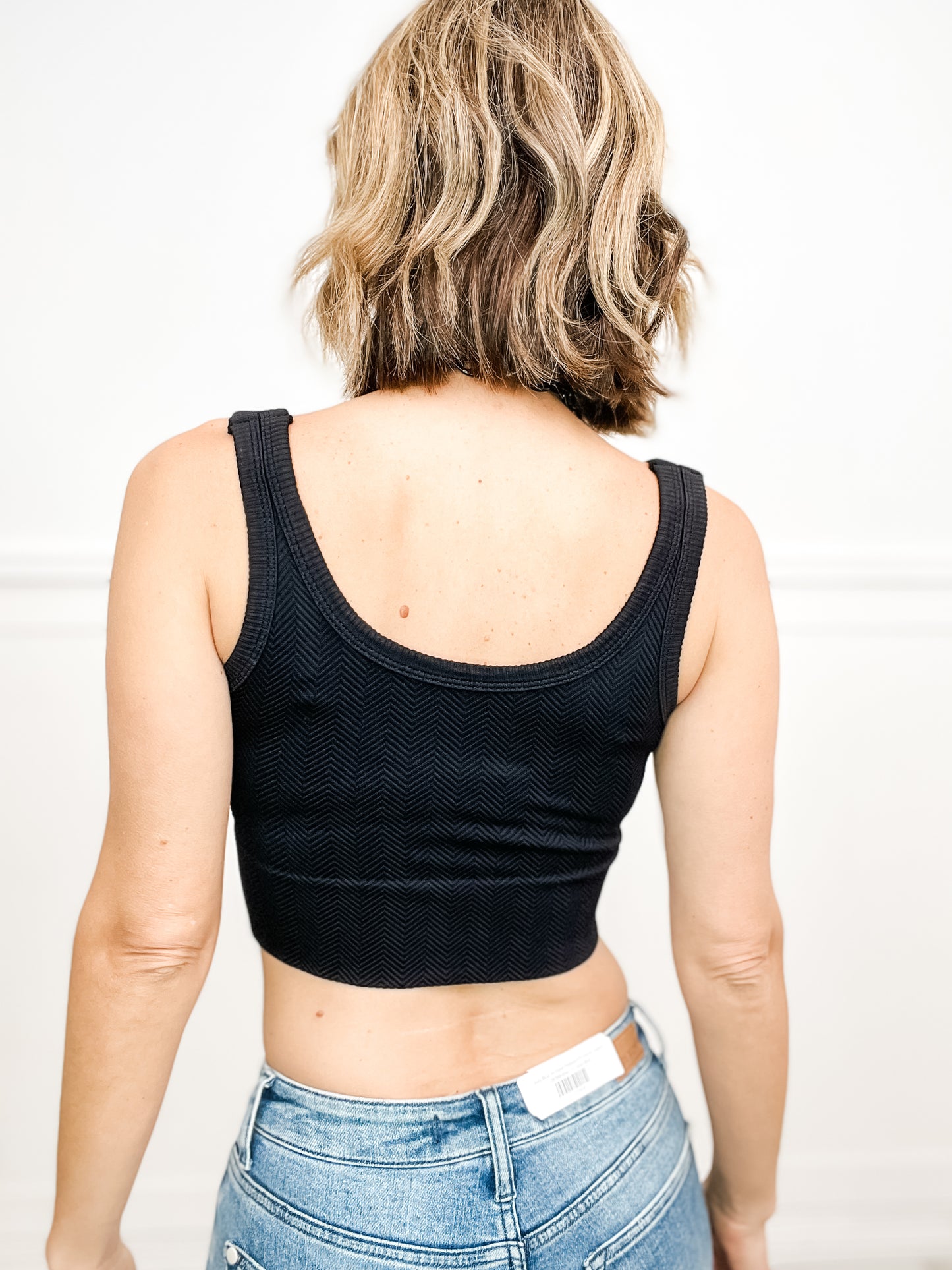 Reversible Herringbone Crop Top