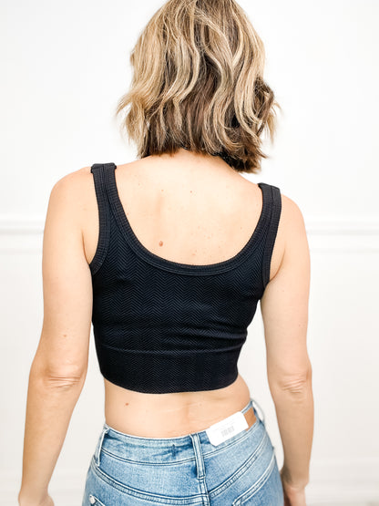 Reversible Herringbone Crop Top
