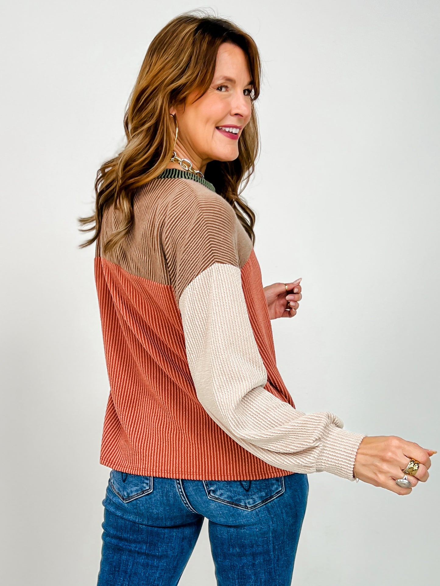 Mix and Match Color Block Long Sleeve Top