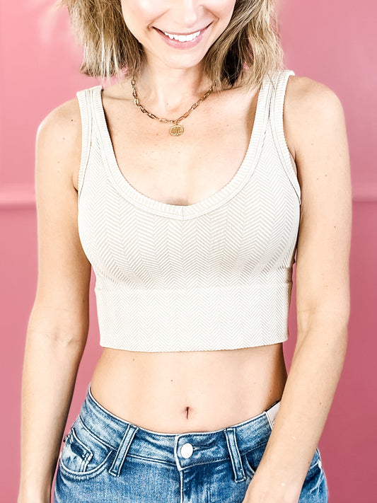 Vintage Reversible Herringbone Crop Top