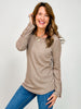 Long Sleeve Ribbed Top with Button Sleeves