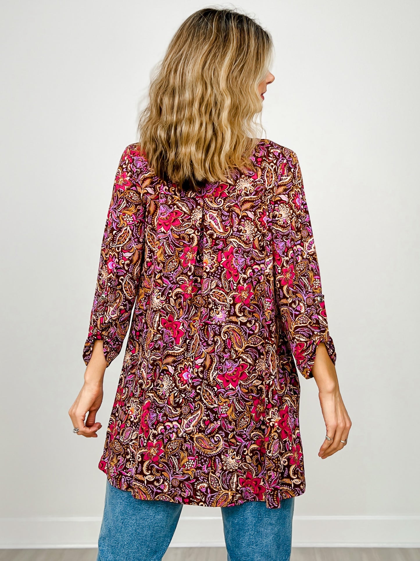 Liz Open Front Chocolate Floral Cardigan
