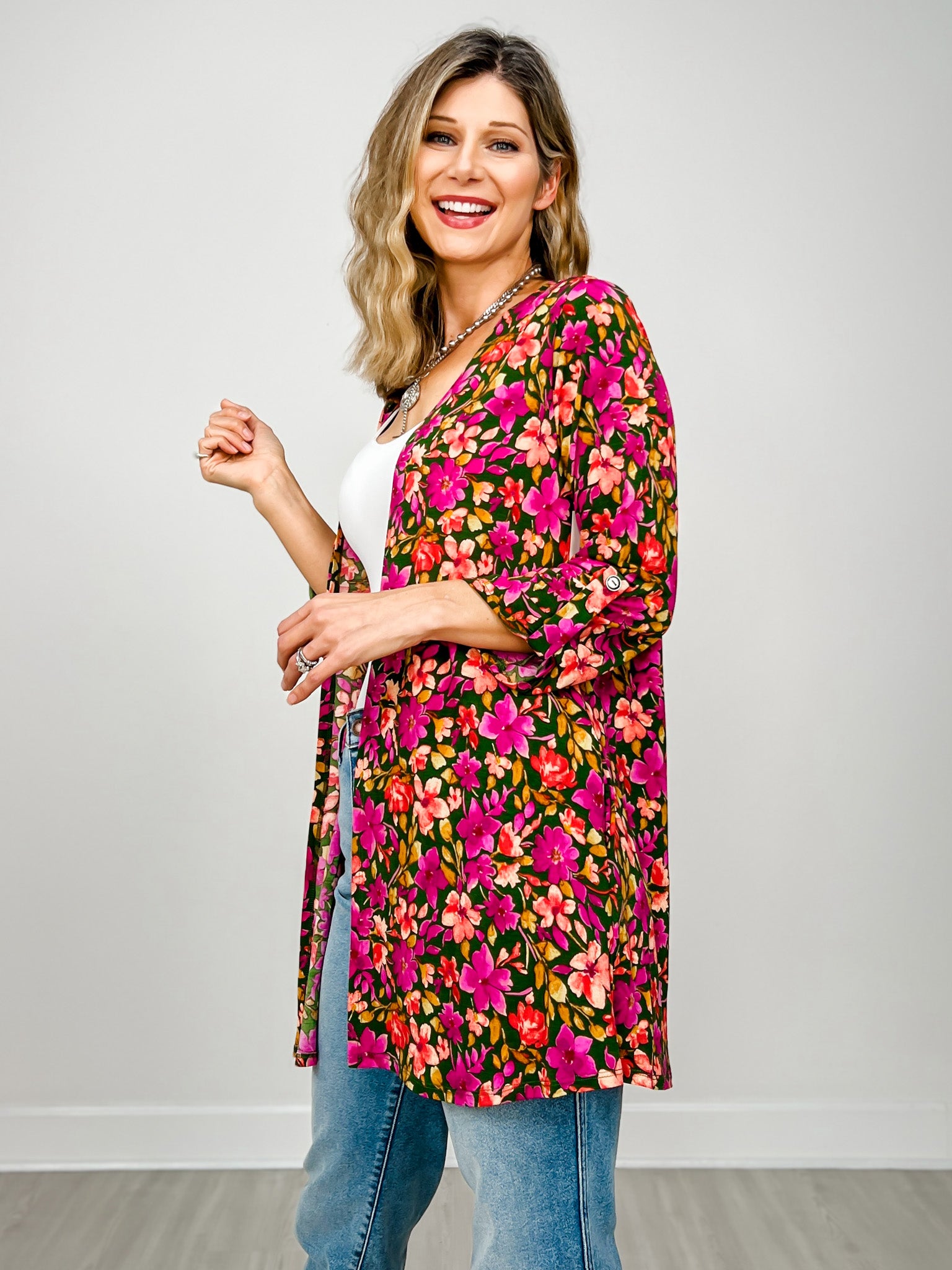 Liz Open Front Floral Cardigan