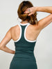 Butter Soft Contrast Racerback Tank Top in Smoked Spruce White