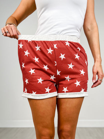 Elastic Waist Stars Lounge Shorts
