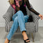 Long Sleeve Mesh Top with Floral Print