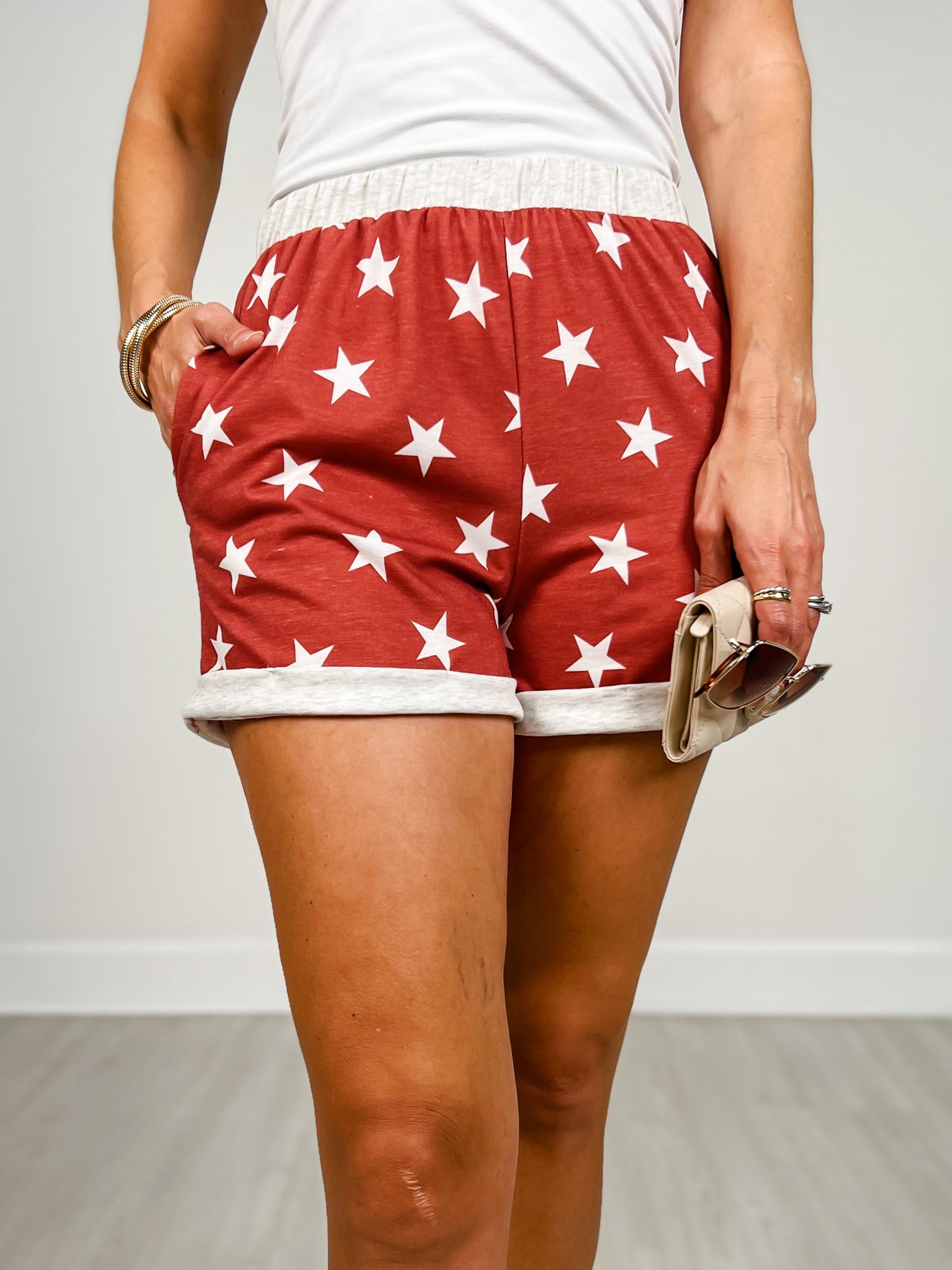 Elastic Waist Stars Lounge Shorts