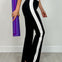 Butter Soft Side Stripe Flare Leggings in Black White