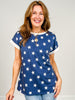 French Terry Short Sleeve Star Print Top