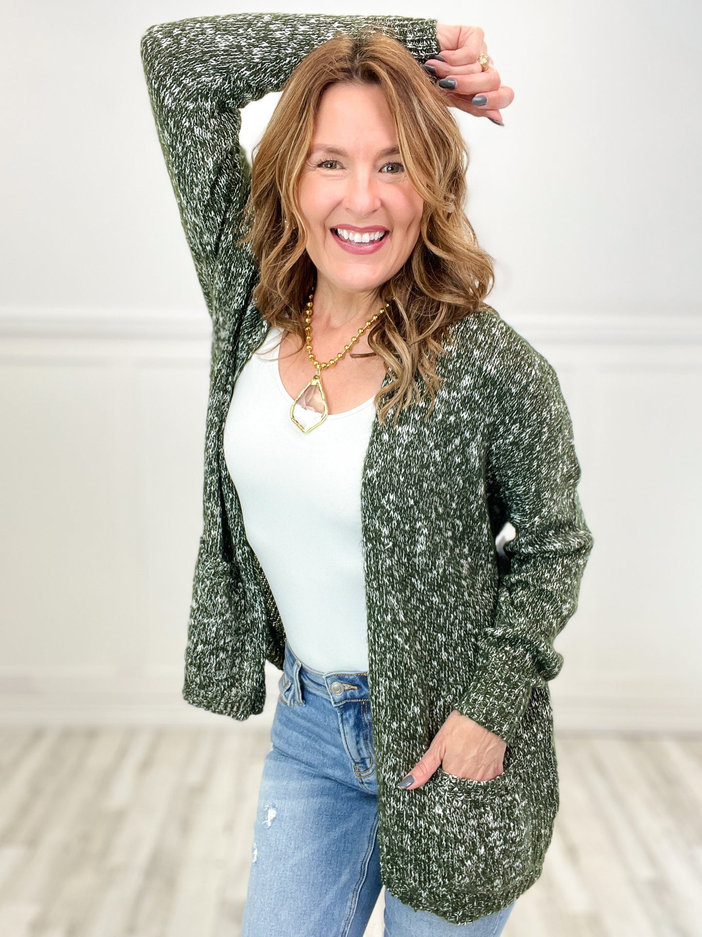 The Whole Nine Yarn Open Front Cardigan with Pockets