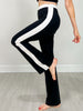 Butter Soft Side Stripe Flare Leggings in Black White