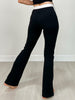 Butter Soft Side Stripe Flare Leggings in Black White