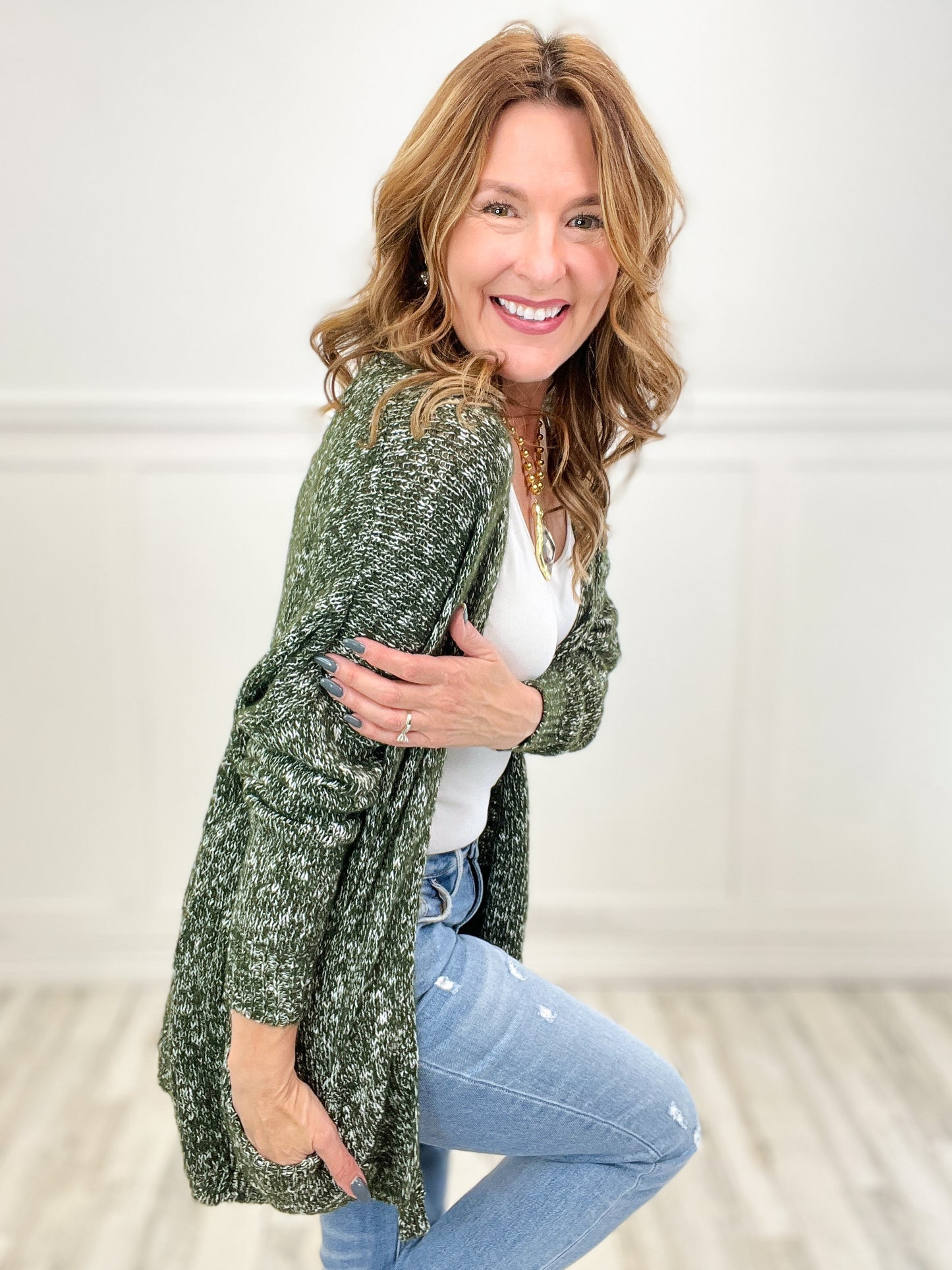 The Whole Nine Yarn Open Front Cardigan with Pockets