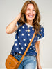 French Terry Short Sleeve Star Print Top