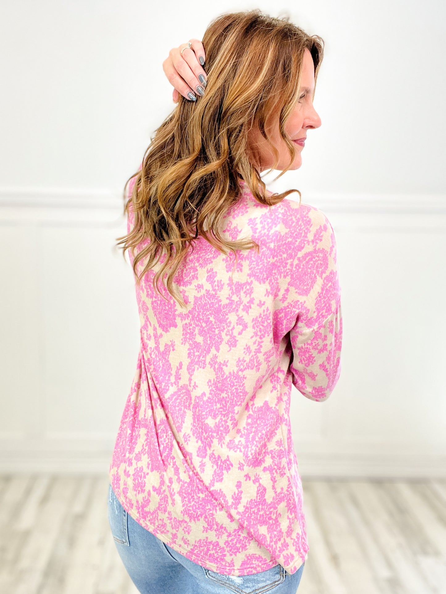 Break A Leg Long Sleeve Floral Patterned Top