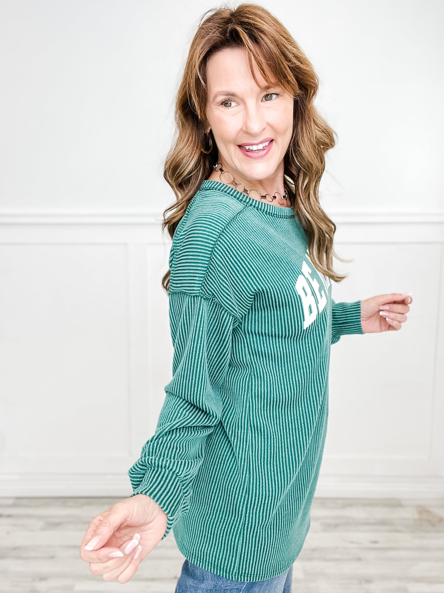 Be Merry Ribbed Long Sleeve Top