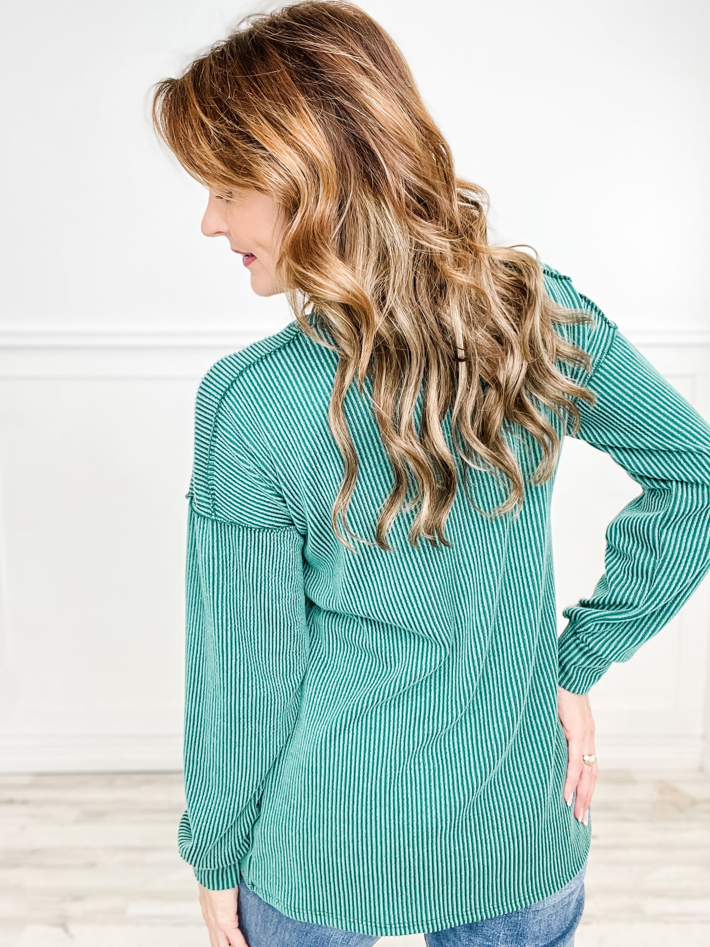 Be Merry Ribbed Long Sleeve Top