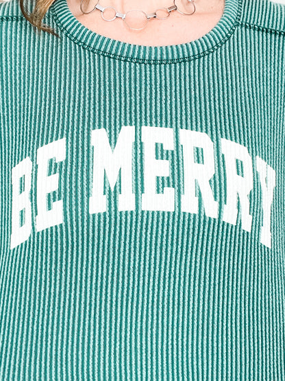 Be Merry Ribbed Long Sleeve Top