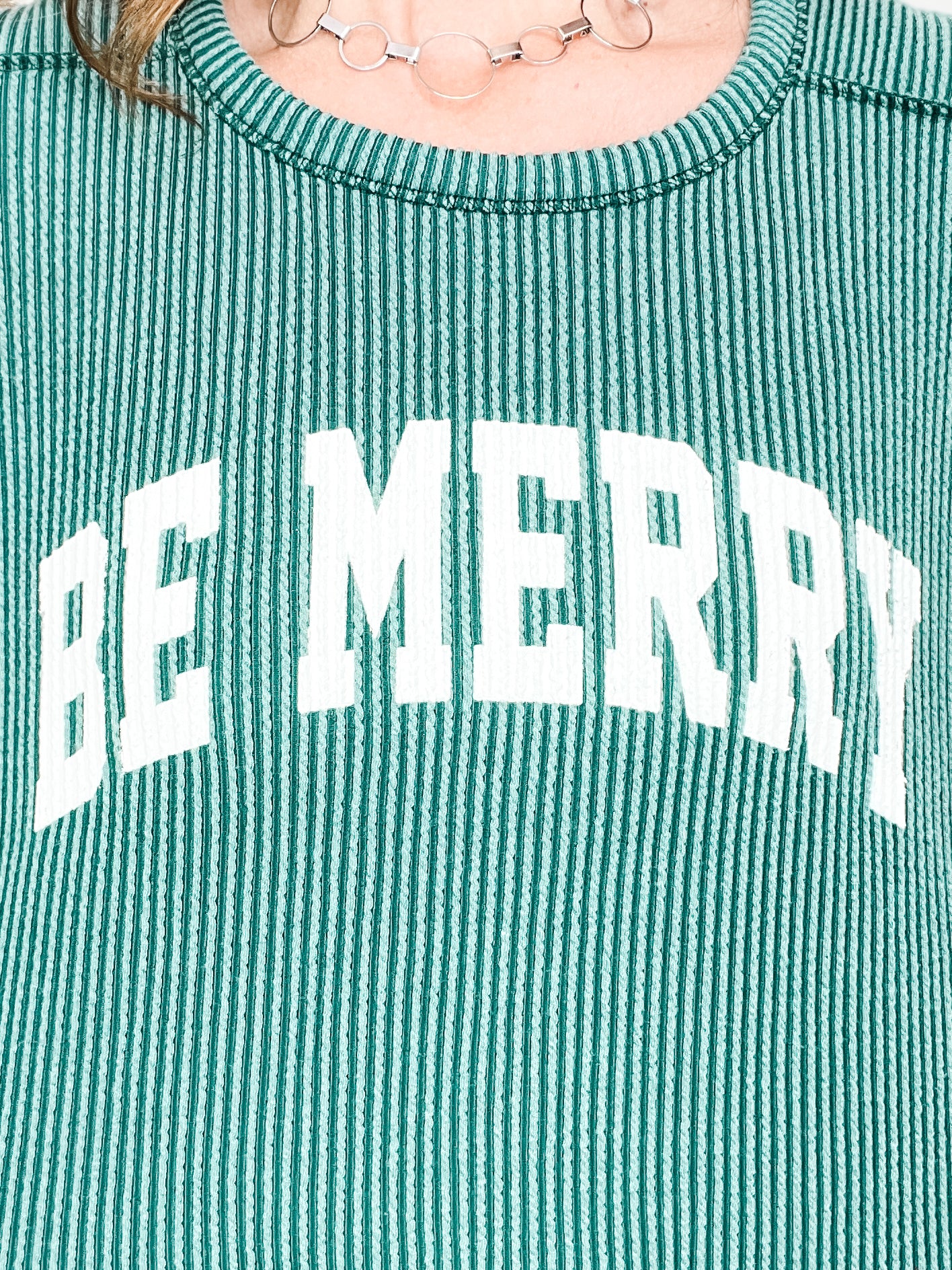 Be Merry Ribbed Long Sleeve Top