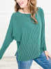 Off Shoulder Long Sleeve Loose Fit Ribbed Top