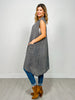 Open Front Crochet Midi Vest in CHARCOAL