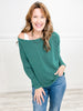 Off Shoulder Long Sleeve Loose Fit Ribbed Top
