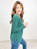 Off Shoulder Long Sleeve Loose Fit Ribbed Top