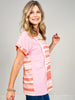 Pink Multi Stripe Short Sleeve Knit Top