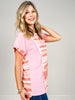 Pink Multi Stripe Short Sleeve Knit Top