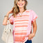 Pink Multi Stripe Short Sleeve Knit Top