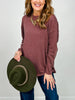 Mineral Washed Mock Neck Long Sleeve Cotton Top