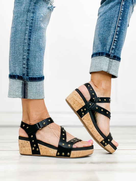 Corkys Revolve Wedge Sandals with Metal Stud Embellishments in Black