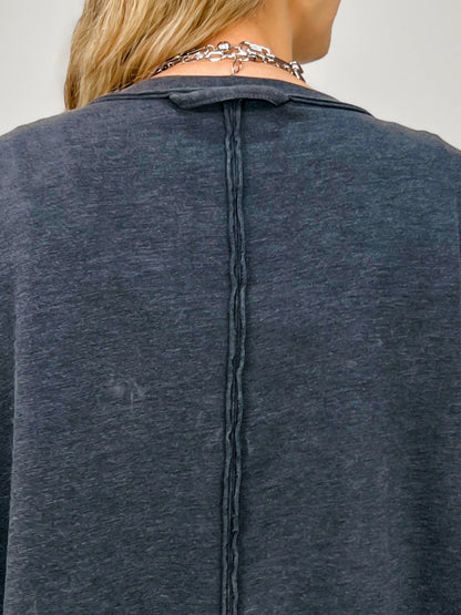 Mineral Washed Long Sleeve Cotton Cropped Top