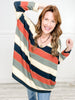 Long Sleeve Dolman Striped V-Neck Top