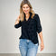3/4 Sleeve Floral Textured Split Neck Top -GRP A